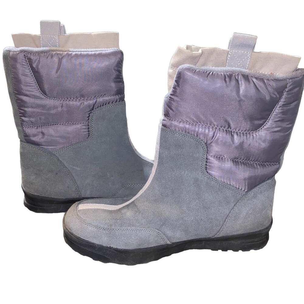 Lands’ End Winter Snow Commuter Boots insulated 406465 womens sz 9B grey purple